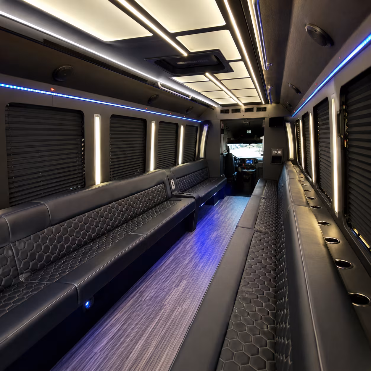 Cambridge Private Event Transportation party bus interior