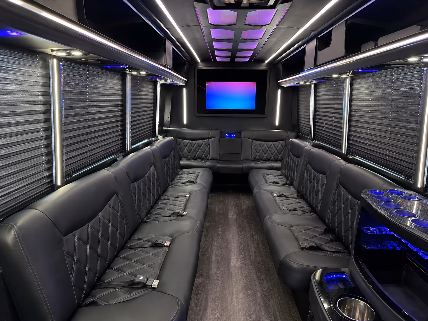 Cambridge Sporting Event Transportation party bus interior