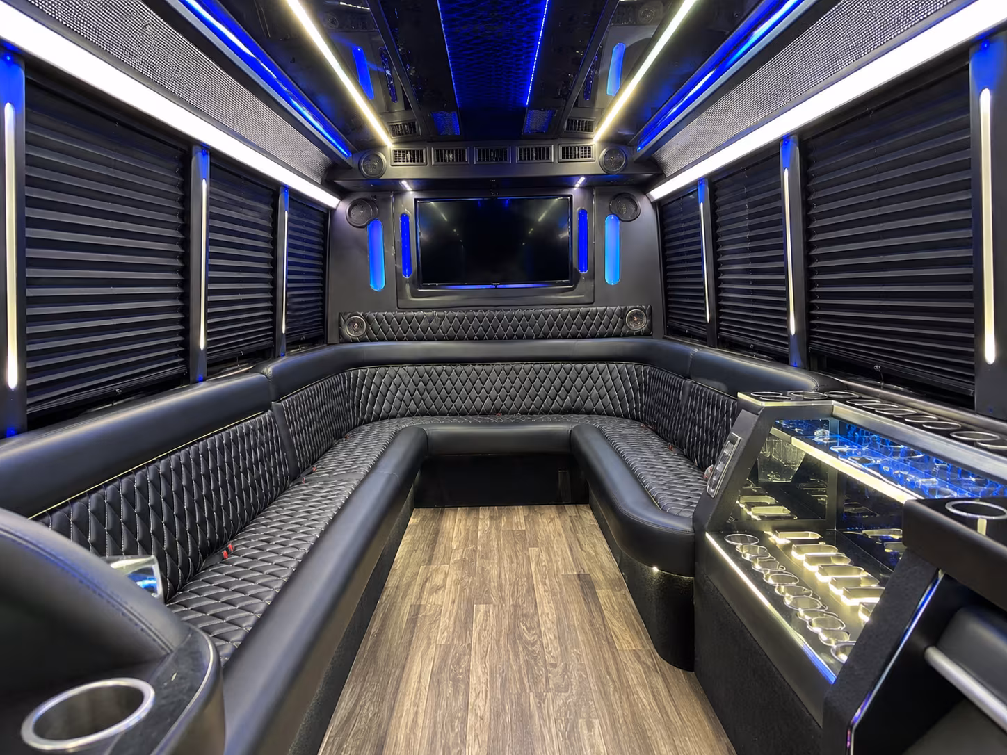 Cambridge Wedding Transportation party bus interior