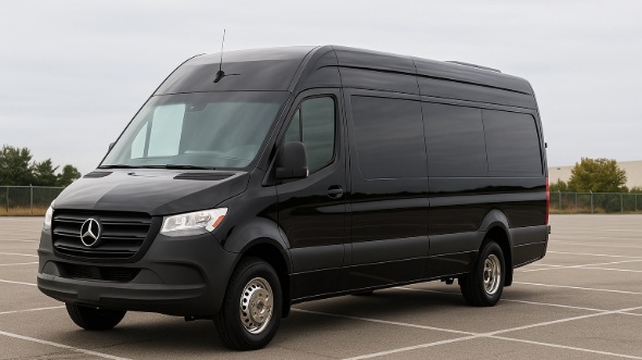Exterior of Charter Bus Company Brookline's 14 Passenger Sprinter Limousine in Brookline