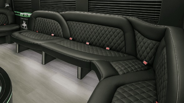 Interior of Cambridge Party Bus Company's 14 Passenger Sprinter Limousine in Cambridge