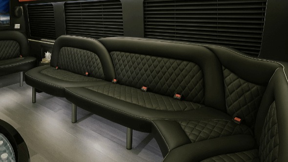 Interior of Charter Bus Company Medford's 15 Passenger Party Bus in Medford