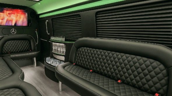 Interior of Charter Bus Company Waltham's 15 Passenger Party Bus in Waltham