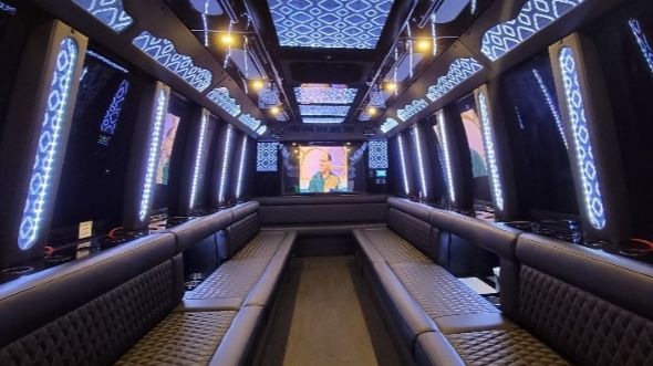 Interior of Charter Bus Company Brookline's 20 Passenger Party Bus in Brookline