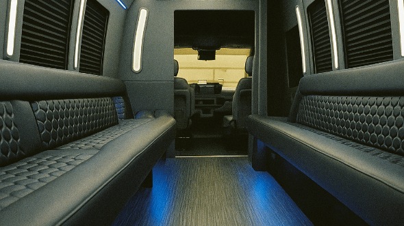 Interior of Charter Bus Company Everett's 20 Passenger Party Bus in Everett