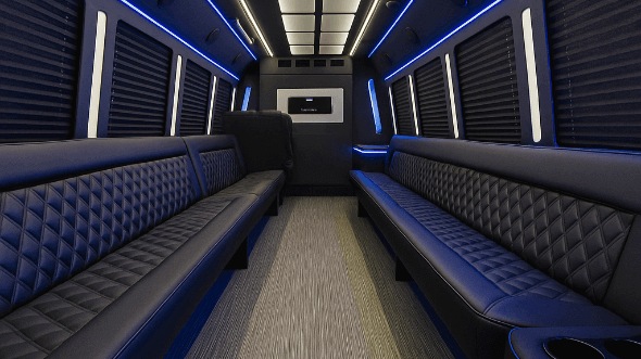 Interior of Charter Bus Company Newton's 20 Passenger Party Bus in Newton