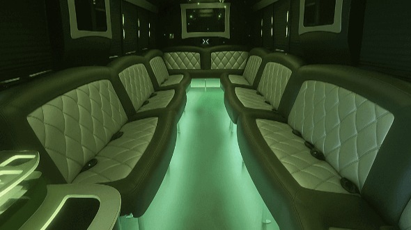 Interior of Charter Bus Company Revere's 20 Passenger Party Bus in Revere
