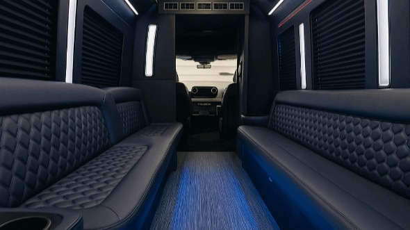 Interior of Charter Bus Company Waltham's 20 Passenger Party Bus in Waltham