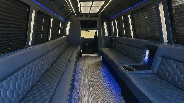 Interior of Charter Bus Company Newton's 25 Passenger Party Bus in Newton