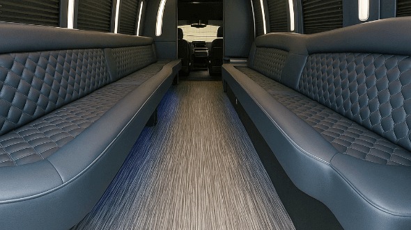 Interior of Charter Bus Company Waltham's 25 Passenger Party Bus in Waltham