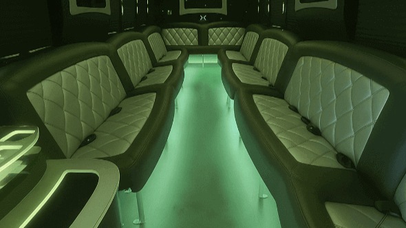 Interior of Charter Bus Company Newton's 30 Passenger Party Bus in Newton