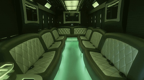 Interior of Cambridge Party Bus Company's 40 Passenger Party Bus in Cambridge