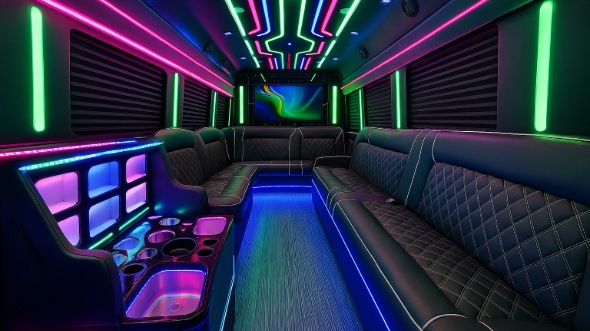 Interior of Charter Bus Company Everett's 40 Passenger Party Bus in Everett