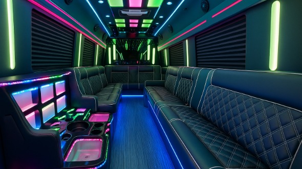 cambridge 40 passenger party bus interior